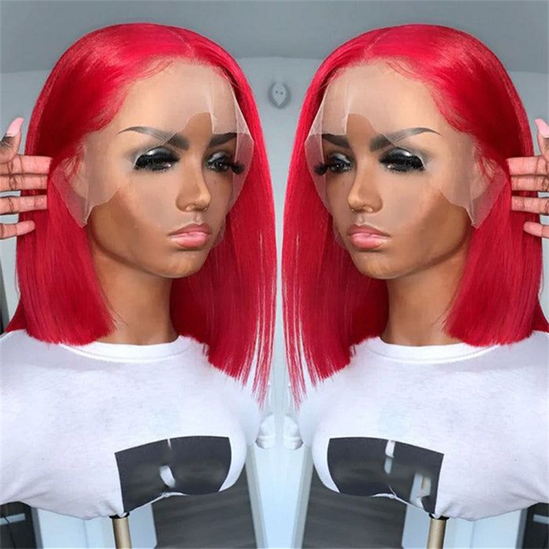 13x6 Straight Hair Colored BOB Lace Front Wig - 图片 4